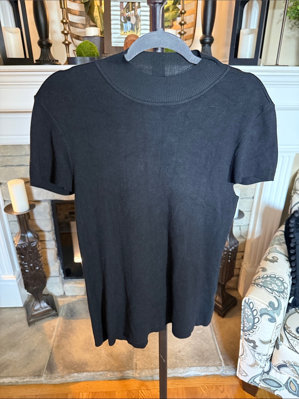 Rachel Zoe Black Short-Sleeve Knit Top